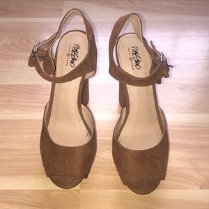 High Heel Brown Suede Open Toe